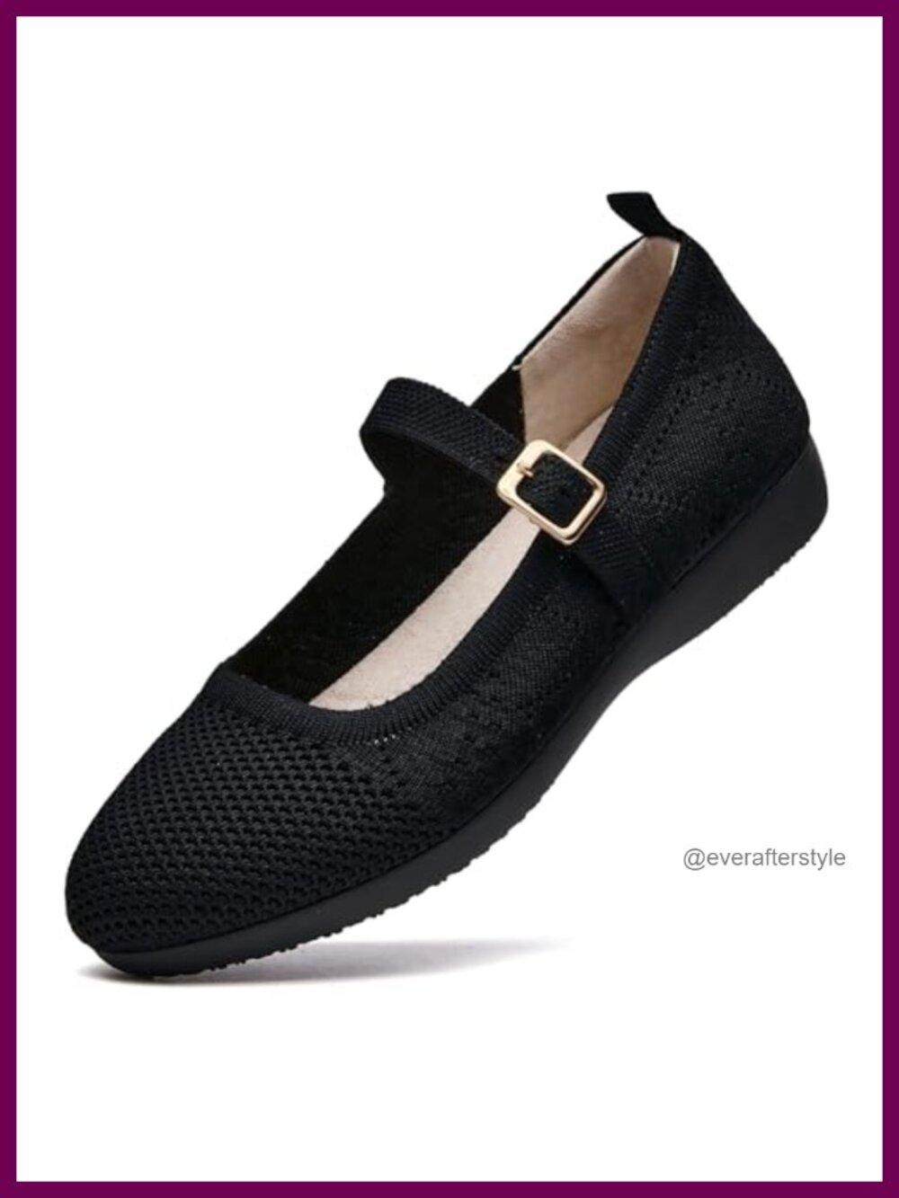 Womens Mary Jane Flats Flyknit Adjustable Strap Machine Washable Work Shoes